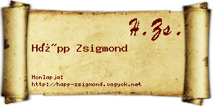 Hápp Zsigmond névjegykártya